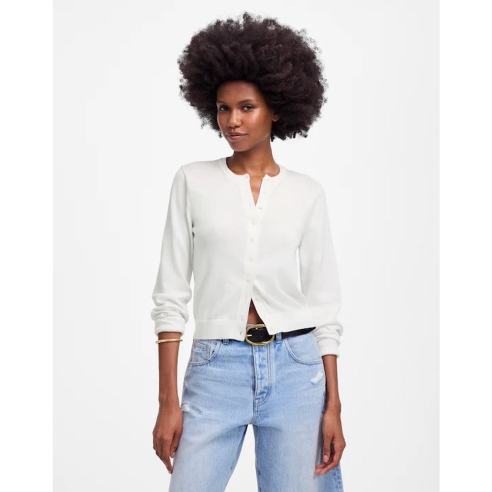 NWT Madewell Crewneck Cardigan in 100% Cotton size XL in white - Picture 3 of 5